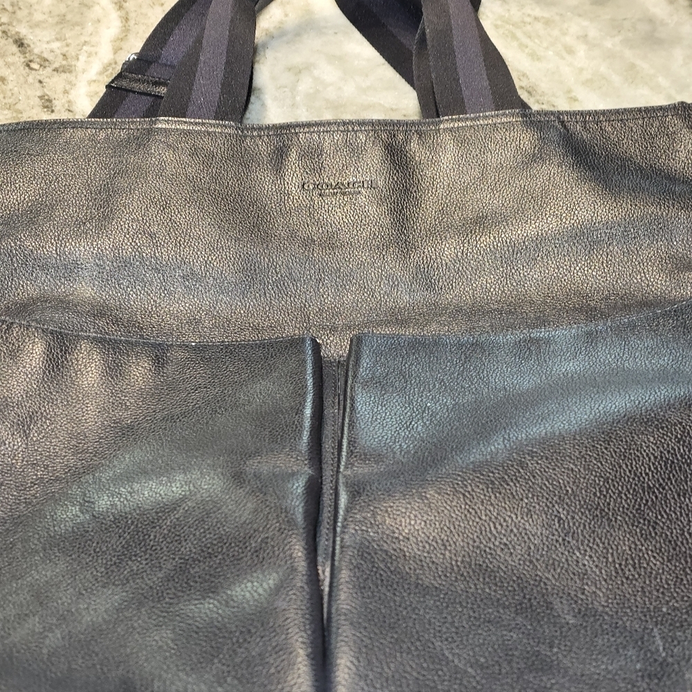 Unisex Coach Leather Tote Bag - Picture 3 of 7